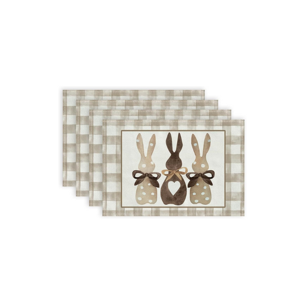 Elosung Easter Cotton Linen Set Of 4 Anti Stain Table Mats(Style 5) Placemats