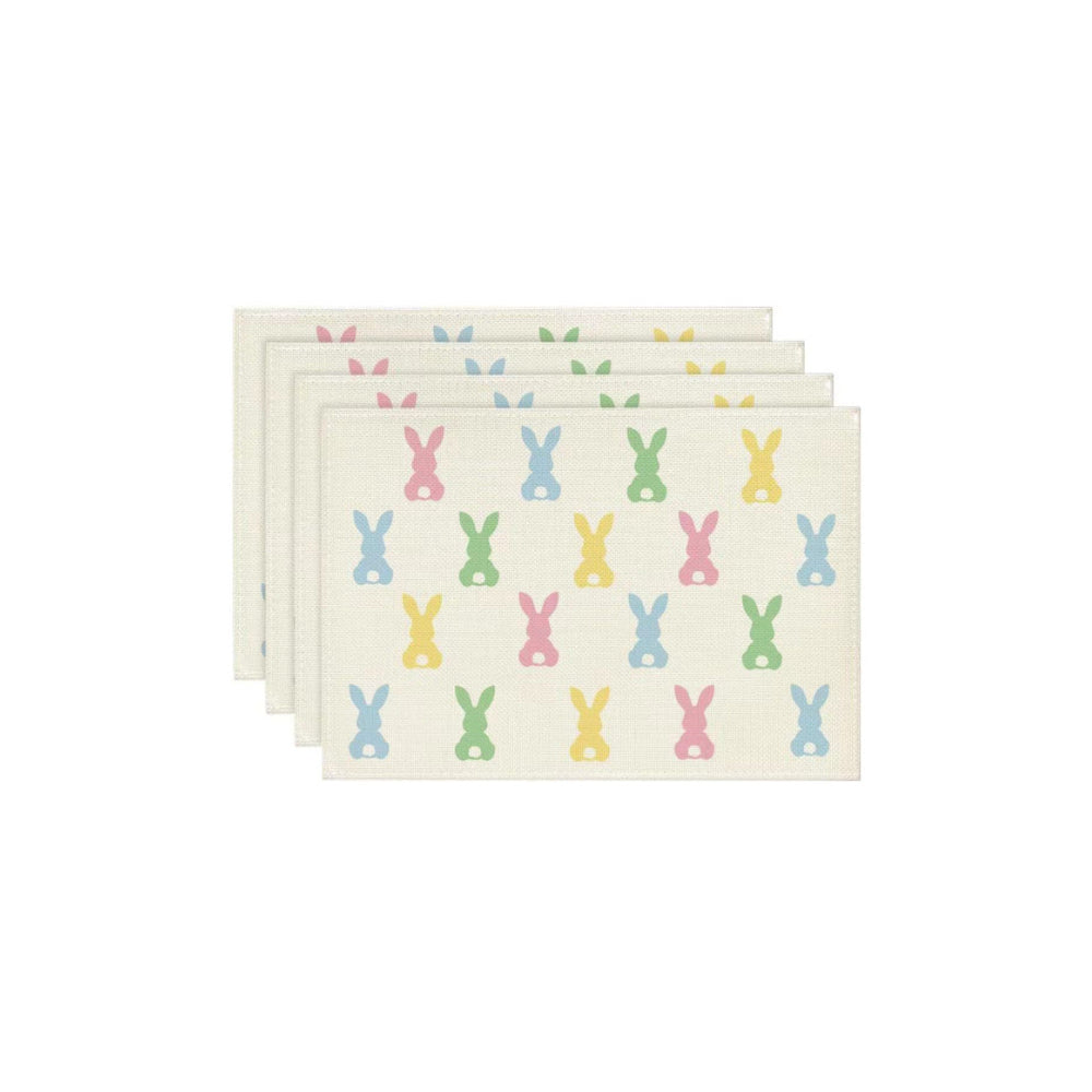 Elosung Easter Cotton Linen Set Of 4 Anti Stain Table Mats(Style 16) Placemats