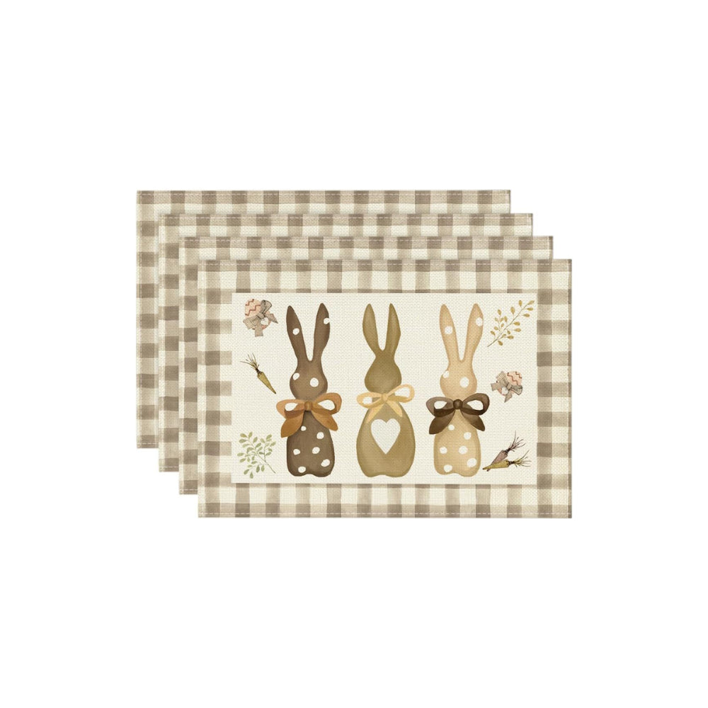 Elosung Easter Cotton Linen Set Of 4 Anti Stain Table Mats(Style 20) Placemats
