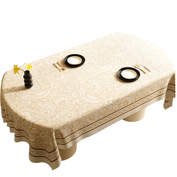 Style A Black And Off White Premium Pvc Tablecloth Oil & Water Resistant Cover For Dining Tables (120 X 180 Cm) Table Cloths