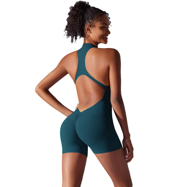 Elosung Size L Dark Green High Impact Seamless Bodysuit Nude Feel Yoga Fitness Romper Tracksuits & Sets