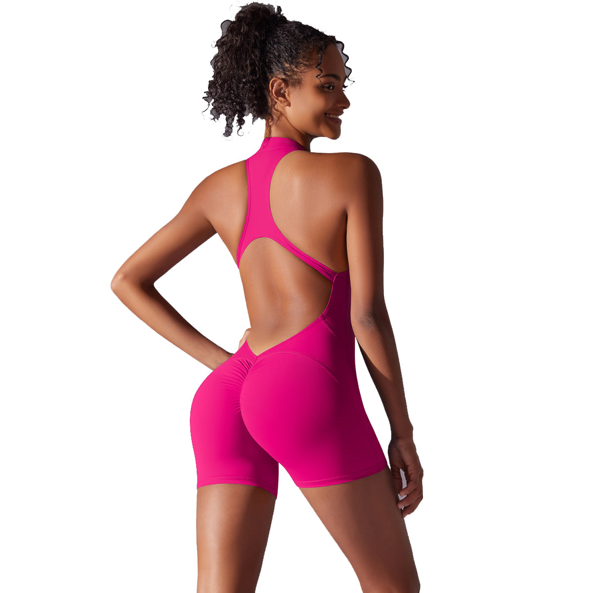 Elosung Size Rose Red High Impact Seamless Bodysuit Nude Feel Yoga And Fitness Romper Tracksuits & Sets