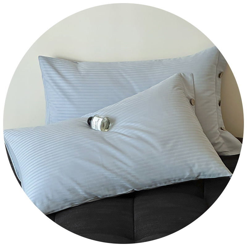 Elosung Blue Pinstripe Long Staple Cotton Sateen Pillowcase Set Jacquard Striped Pure 48X74cm Pair Pillow Cases
