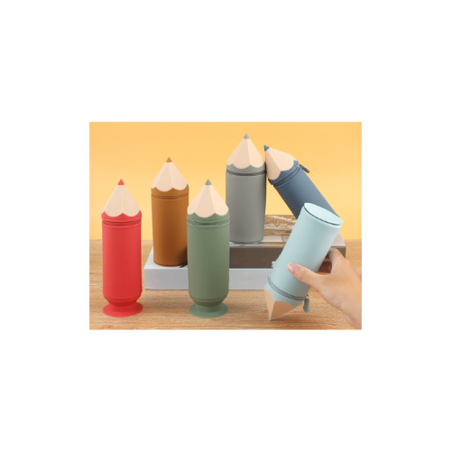 Elosung Light Blue Creative Silicone Pencil Case High Value Stationery Large Capacity Desk Organizer Pencil Cases