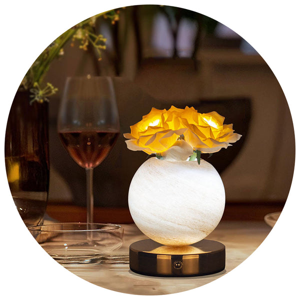 Elosung Champagne Dreamy Rose Planet Lamp Night Light Elegant 21Cm Usb Charged 3 Colour Touch Dimming Decor Gift Night Lights