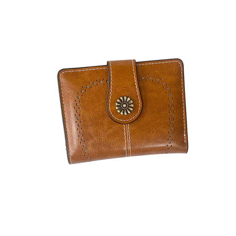 Elosung Brown Pu Leather Women's Short Wallet Card Holder Coin Purse Wallets