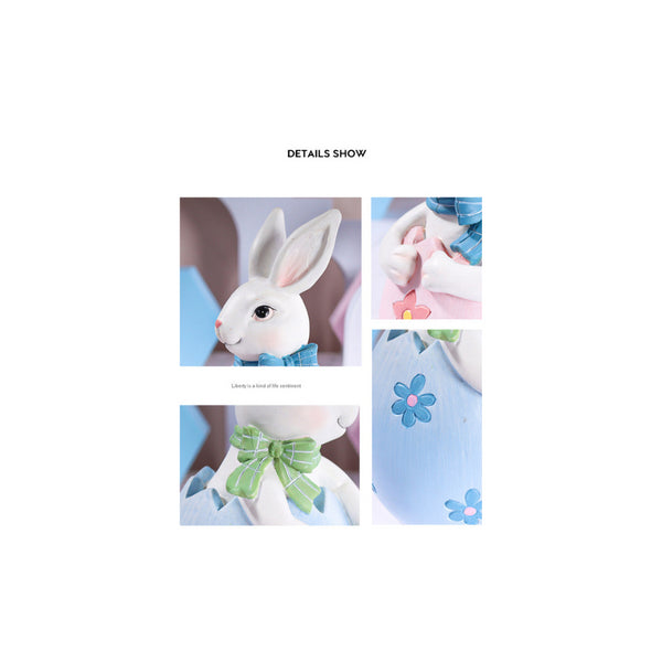 Elosung Pink Easter Rabbit Egg Resin Decoration Charming Festive Gift For Kids Rooms And Holidays Seasonal Decorations