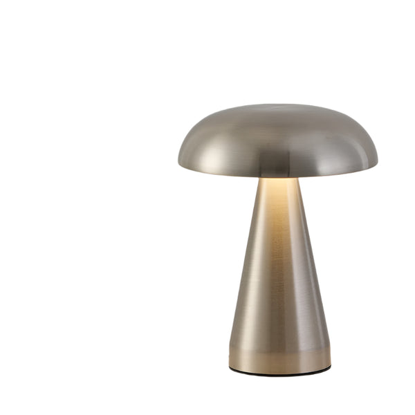 Silver Metal Mushroom Table Lamp Rechargeable Touch Control Ambient Light With Remote Lamps