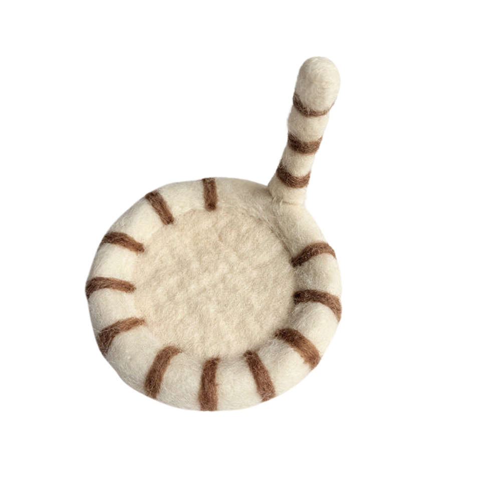 2 Pcs White Handmade Wool Felt Cat Cute Tiger Design Heat Resistant Table Mats Coasters