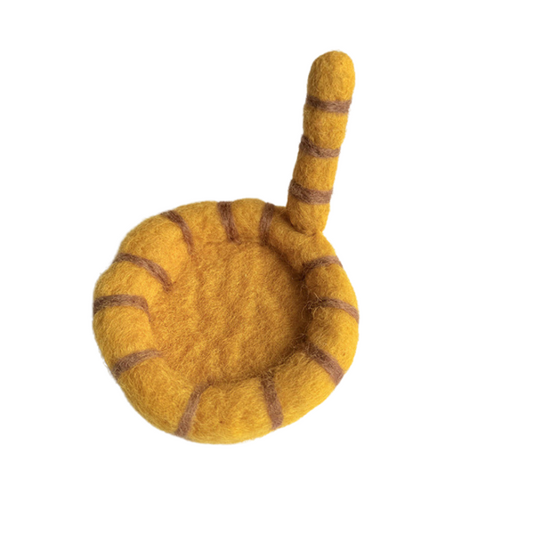 2 Pcs White Handmade Wool Felt Cat Cute Tiger Design Heat Resistant Table Mats Coasters