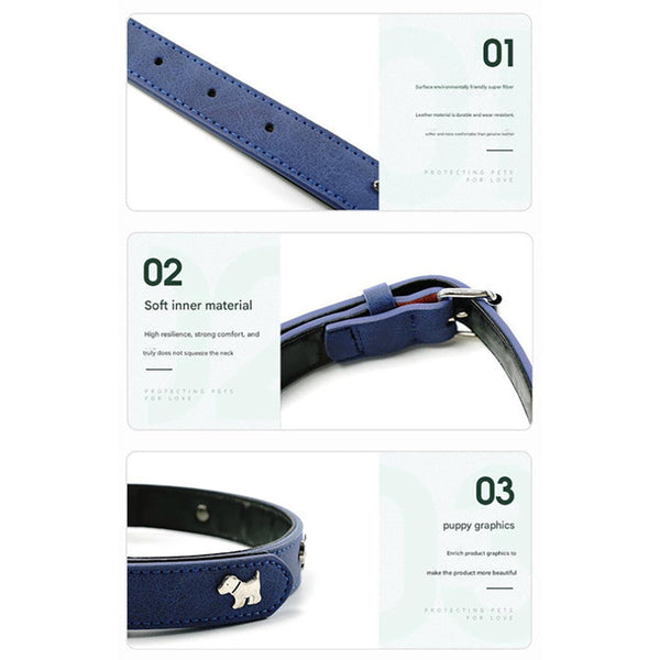 Elosung 2 Pcs Soft Leather Dog Collar For Medium Large Dogs Durable And Comfortable 48 X2.0Cm Dog Collars