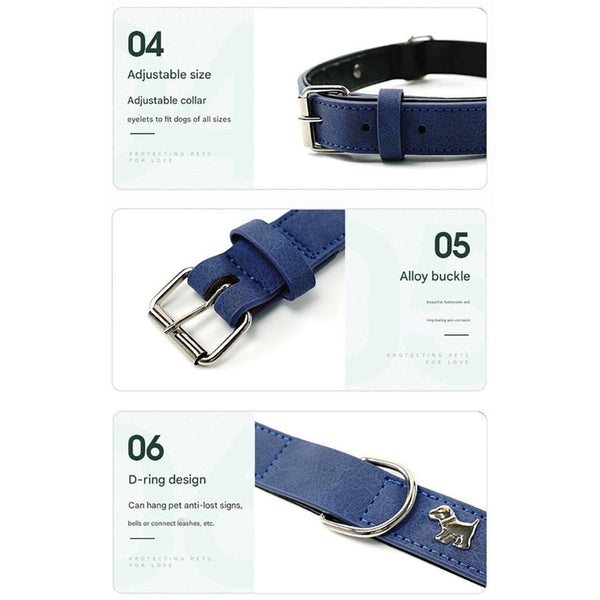 Elosung 2 Pcs Soft Leather Dog Collar For Medium/Large Dogs Durable & Stylish (58*2.5Cm) Dog Collars