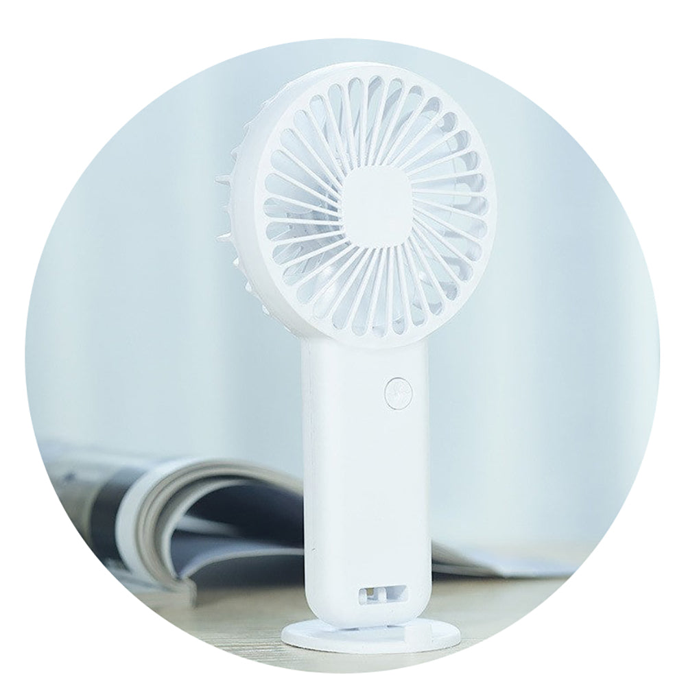 Elosung 2 Pcs White Cute Usb Rechargeable Handheld Fan Phone Stand Great For Summer Portable Fans