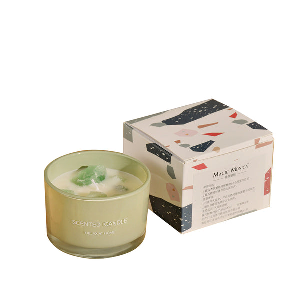 Elosung 3 Pcs Gardenia Macaron Crystal Stone Scented Candle Aromatherapy Gift Relaxation Home Fragrance Candles