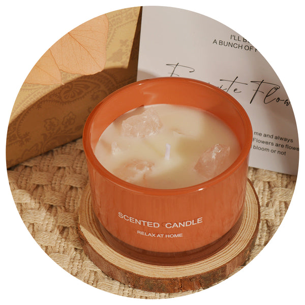 Elosung 3 Pcs (Sweet Lemon)Macaron Crystal Stone Scented Candle Aromatherapy Gift Candles