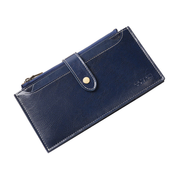 Wine Red Large Capacity Women's Leather Wallet Rfid Blocking Card Holder Wallets