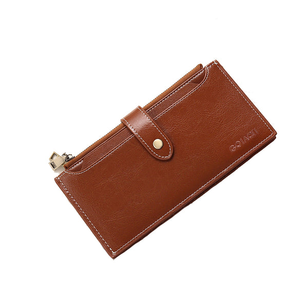 Wine Red Large Capacity Women's Leather Wallet Rfid Blocking Card Holder Wallets