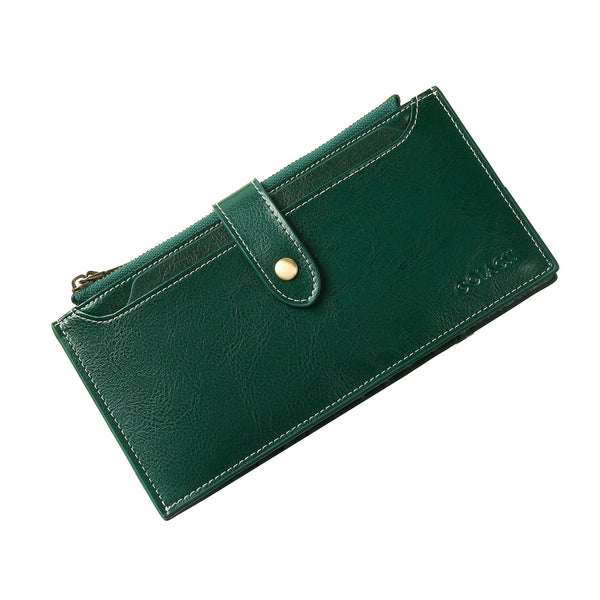 Wine Red Large Capacity Women's Leather Wallet Rfid Blocking Card Holder Wallets