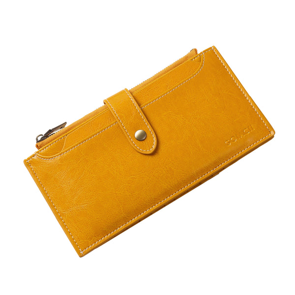 Wine Red Large Capacity Women's Leather Wallet Rfid Blocking Card Holder Wallets