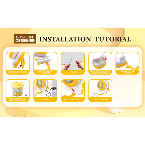 Yellow Automatic Bead Loader Electric Diy Jewelry Making Kit With Accessories Craft Beads