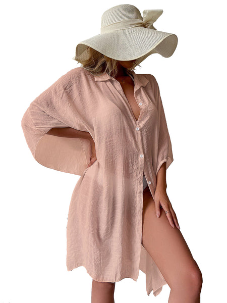 White Summer Beach Cover Up Bamboo Cotton Sun Protection Cardigan Swimwear