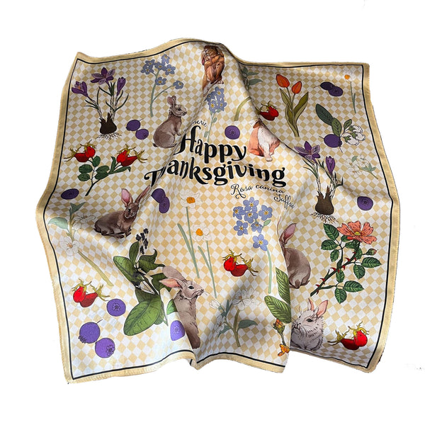 Elosung Yellow Pure Silk Scarf Elegant Flower Design Square Handkerchief (Style 2) Scarves & Wraps