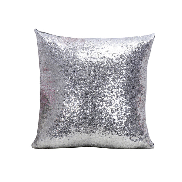 Shiny Sequin Pillowcase Single Sided Gorgeous Silver Pair 45X45cm Pillow Cases