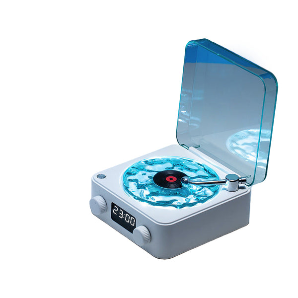 White Waves Retro Bluetooth Speaker Clock With Ambient Light Projector Audio Docks & Mini Speakers