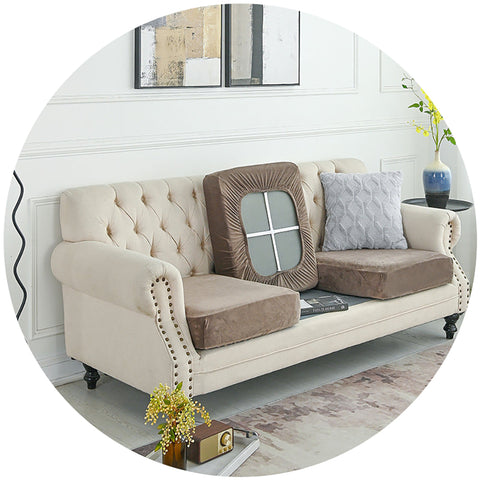 Elosung 2 Pcs Brown Elegant Polyester Sofa Cover Full Protection Against Cat Scratches And Wear Slipcovers