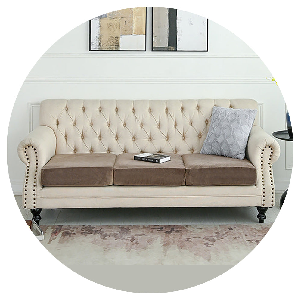 Elosung 2 Pcs Brown Elegant Polyester Sofa Cover Full Protection Against Cat Scratches And Wear Slipcovers