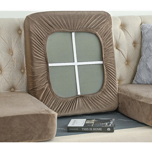 Elosung 2 Pcs Brown Elegant Polyester Sofa Cover Full Protection Against Cat Scratches And Wear Slipcovers