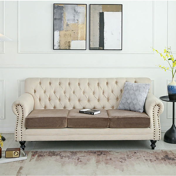 Elosung 2 Pcs Brown Elegant Polyester Sofa Cover Full Protection Against Cat Scratches And Wear Slipcovers