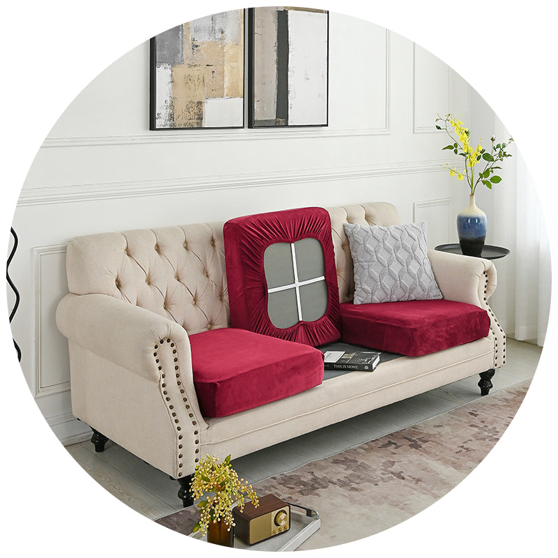 Elosung 2 Pcs Claret Elegant Polyester Sofa Cover Full Protection Against Cat Scratches And Wear Slipcovers