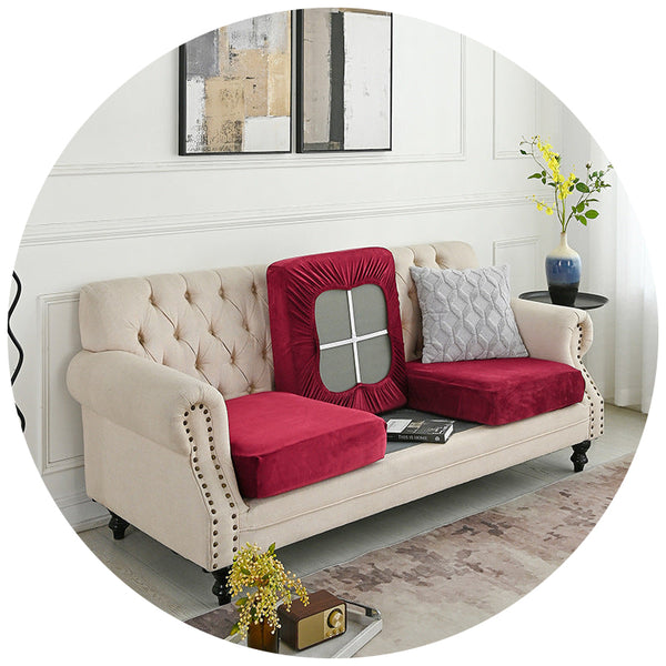 Elosung 2 Pcs Claret Elegant Polyester Sofa Cover Full Protection Against Cat Scratches And Wear Slipcovers