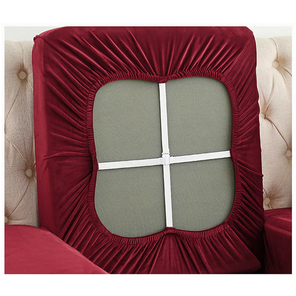 Elosung 2 Pcs Claret Elegant Polyester Sofa Cover Full Protection Against Cat Scratches And Wear Slipcovers