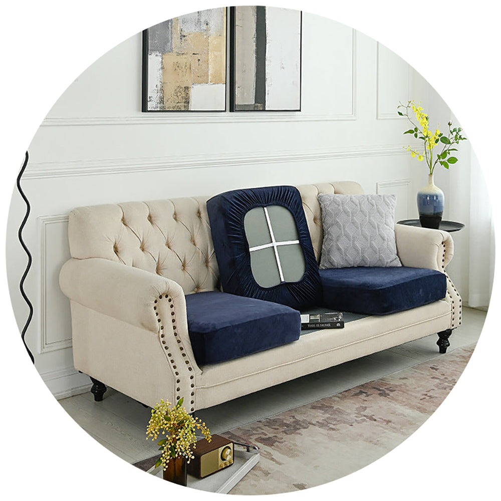 Elosung 2 Pcs Navy Blue Elegant Polyester Sofa Cover Full Protection Against Cat Scratches And Wear Slipcovers