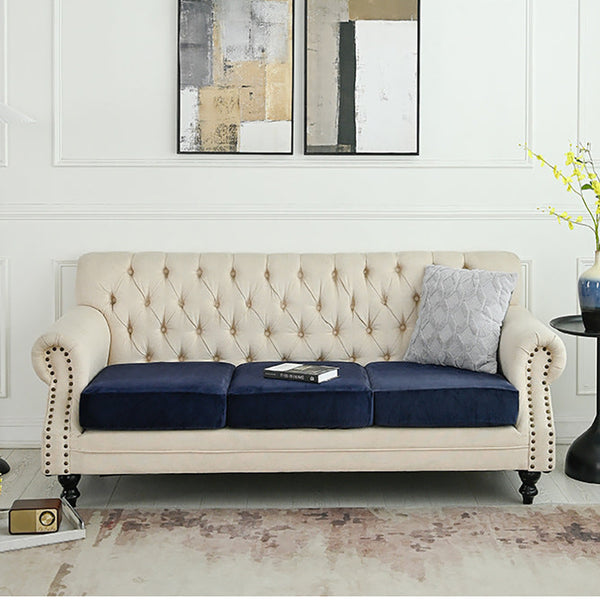 Elosung 2 Pcs Navy Blue Elegant Polyester Sofa Cover Full Protection Against Cat Scratches And Wear Slipcovers