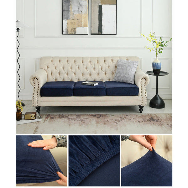 Elosung 2 Pcs Navy Blue Elegant Polyester Sofa Cover Full Protection Against Cat Scratches And Wear Slipcovers