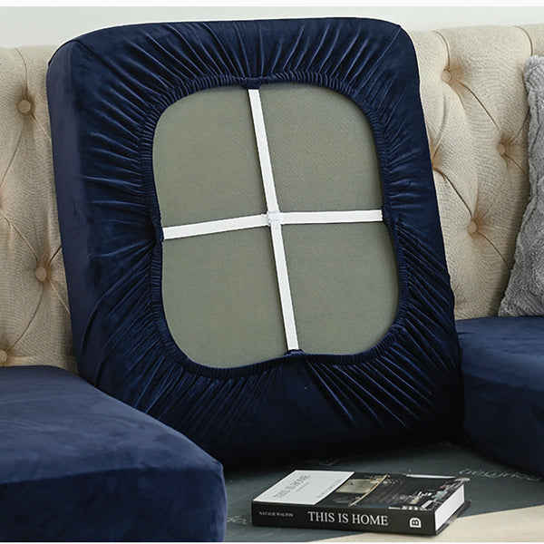 Elosung 2 Pcs Navy Blue Elegant Polyester Sofa Cover Full Protection Against Cat Scratches And Wear Slipcovers