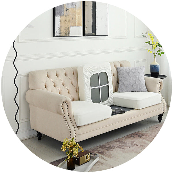 Elosung White Sofa Cover Polyester Full Protection Against Cats Wear 2 Pack Slipcovers