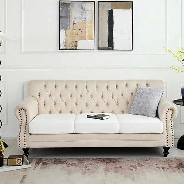 Elosung White Sofa Cover Polyester Full Protection Against Cats Wear 2 Pack Slipcovers