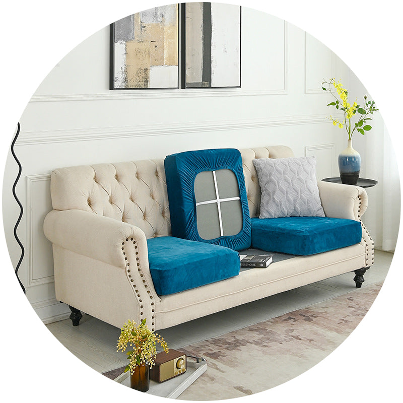 Elosung 2 Pcs Pea Blue Elegant Polyester Sofa Cover Full Protection Against Cat Scratches And Wear Slipcovers