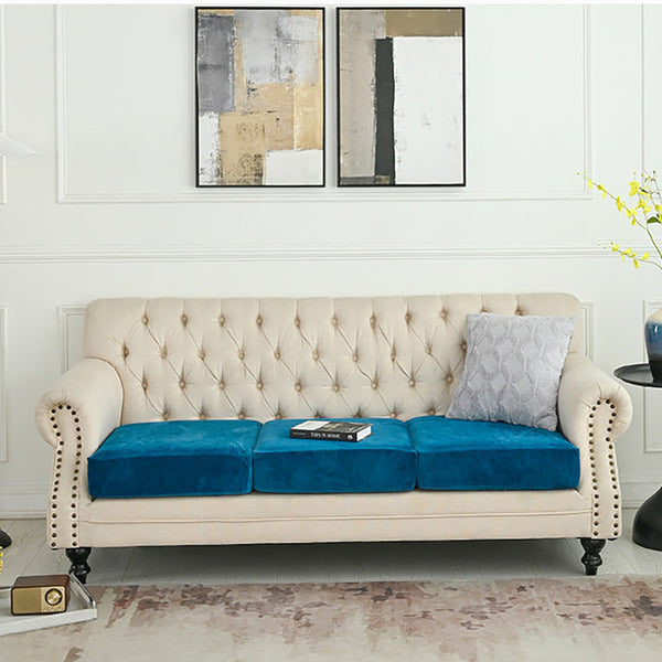 Elosung 2 Pcs Pea Blue Elegant Polyester Sofa Cover Full Protection Against Cat Scratches And Wear Slipcovers