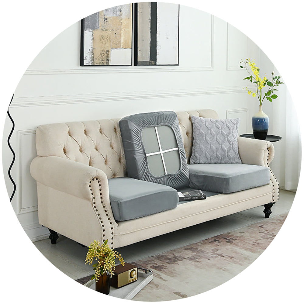 Elosung 2 Pcs Grey Elegant Polyester Sofa Cover Full Protection Against Cat Scratches And Wear Slipcovers