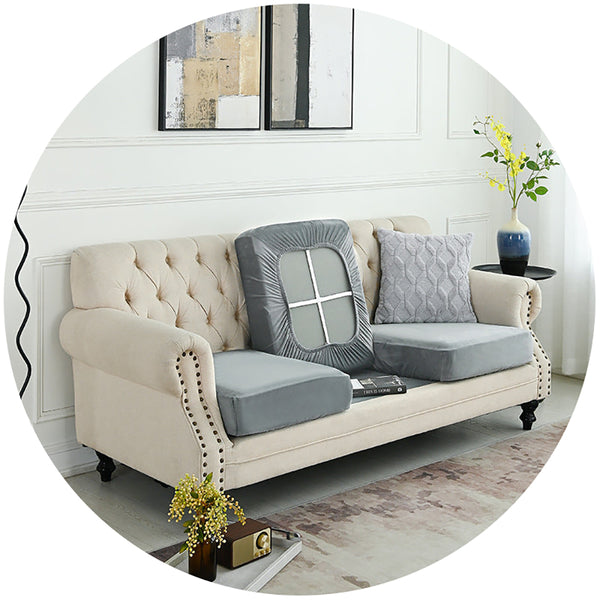 Elosung 2 Pcs Grey Elegant Polyester Sofa Cover Full Protection Against Cat Scratches And Wear Slipcovers