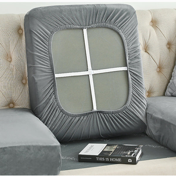 Elosung 2 Pcs Grey Elegant Polyester Sofa Cover Full Protection Against Cat Scratches And Wear Slipcovers