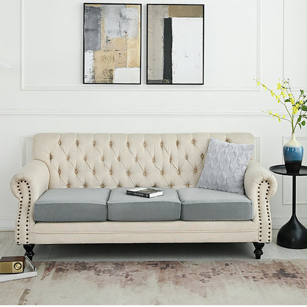 Elosung 2 Pcs Grey Elegant Polyester Sofa Cover Full Protection Against Cat Scratches And Wear Slipcovers