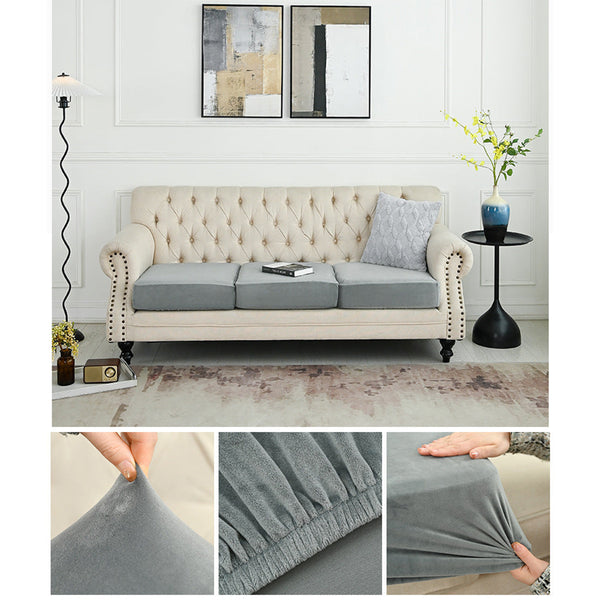 Elosung 2 Pcs Grey Elegant Polyester Sofa Cover Full Protection Against Cat Scratches And Wear Slipcovers