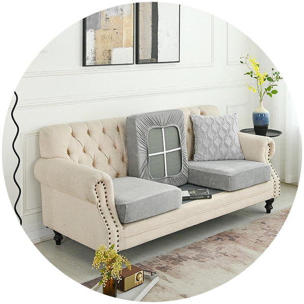 Elosung 2 Pcs Light Grey Elegant Polyester Sofa Cover Full Protection Against Cat Scratches And Wear Slipcovers