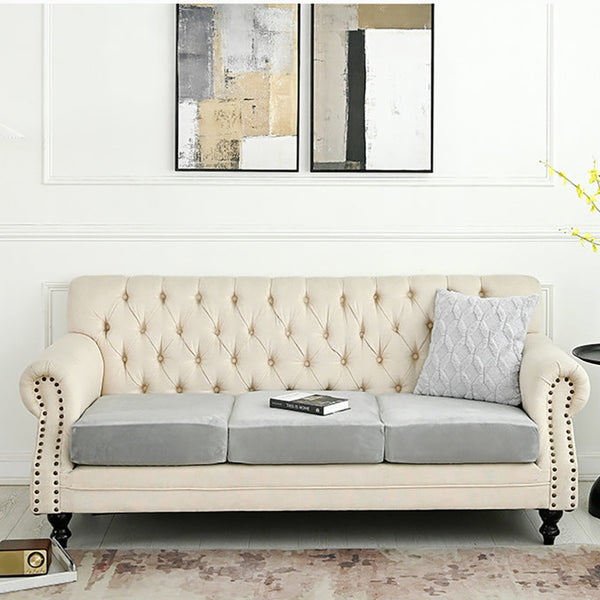 Elosung 2 Pcs Light Grey Elegant Polyester Sofa Cover Full Protection Against Cat Scratches And Wear Slipcovers